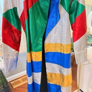 AKIRA Colorful Striped Long Trench Coat